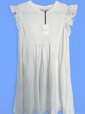 English Factory White Ruffle Sleeve Swing Tunic Dress